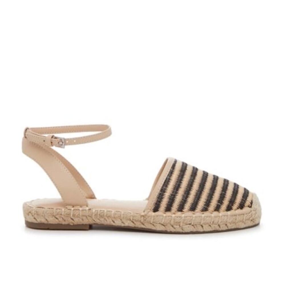 NWT Marc Fisher Bessie Espadrille Flat Black Beige Stripe Size 9 - Picture 3 of 11